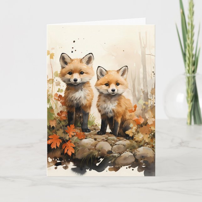 Thanksgiving Fall Fox-illustration Kort (Framsida)