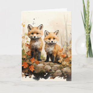 Thanksgiving Fall Fox-illustration Kort