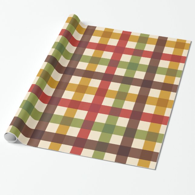 Thanksgiving Fall Gingham Play Tartan Presentpapper (Utrullad)