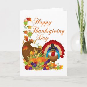 Thanksgiving Fall Harvest Cornucopia och Turkiet Helgkort