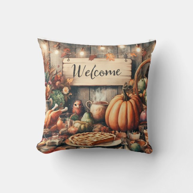 Thanksgiving/fall/höst/Vintage Kudde (Framsida)