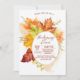 Thanksgiving Fall Leaves Dinner Invitation Inbjudningar