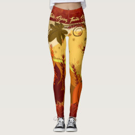 Thanksgiving Fall Leggings Lämnar ditt namn