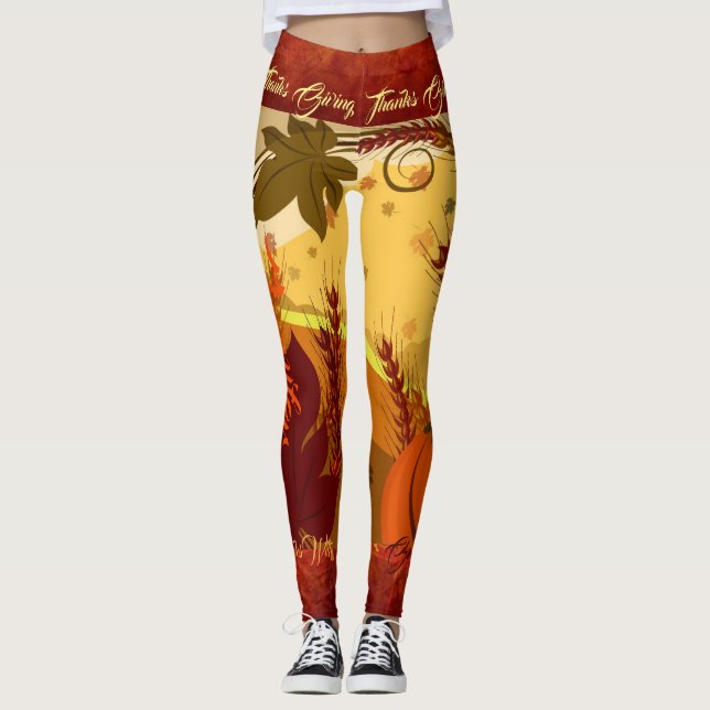 Thanksgiving Fall Leggings Lämnar ditt namn (Framsida)