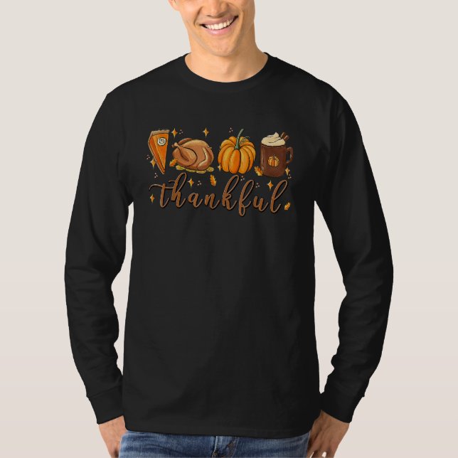 Thanksgiving Fall Leopard Pumpkin Blessed Thankful T Shirt (Framsida)