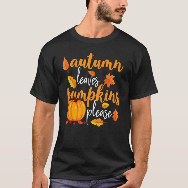 Thanksgiving Fall Mom  Autumn Leaves and Pumpkin P T Shirt (Framsida)