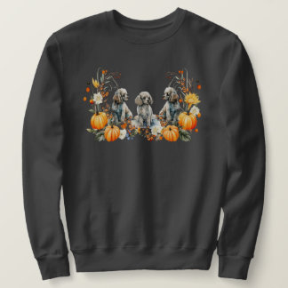 Thanksgiving Fall Poodle Dog with Pumpkins design Lång Ärmad Tröja