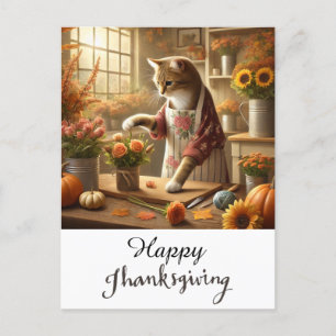 Thanksgiving Fall Tema för Kat Lovers Helg Vykort