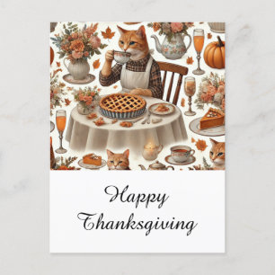 Thanksgiving Fall Tema för Kat Lovers Helg Vykort