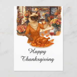 Thanksgiving Fall Tema Kat Kärlek tar foto Helg Vykort