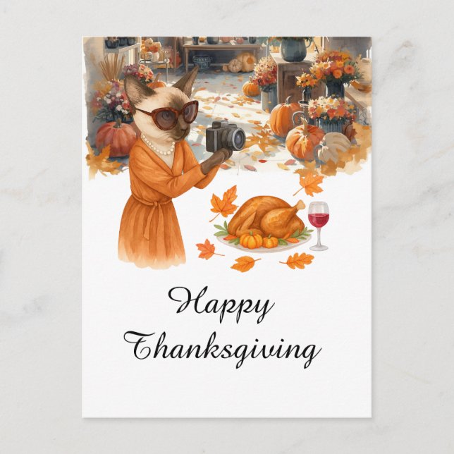 Thanksgiving Fall Tema Kat Kärlek tar foto Helg Vykort (Framsida)
