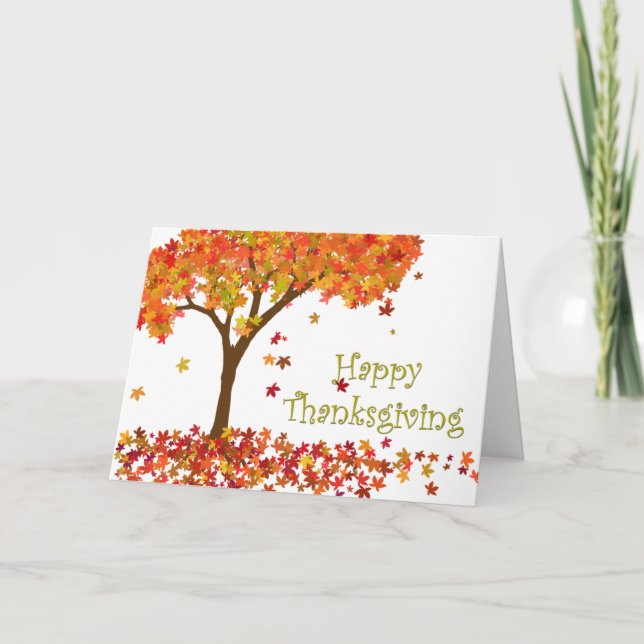 Thanksgiving Fall Träd Card Helgkort (Framsida)