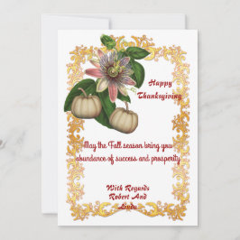 Thanksgiving Fall White Pumpkins Guld Ram Card