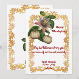 Thanksgiving Fall White Pumpkins Guld Ram Card