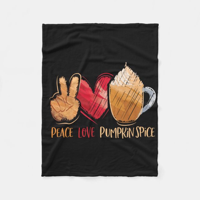 Thanksgiving Fall Women Peace Kärlek Pumpkin Spice Fleecefilt (Framsidan)