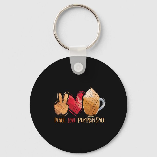Thanksgiving Fall Women Peace Kärlek Pumpkin Spice Nyckelring (Framsida)