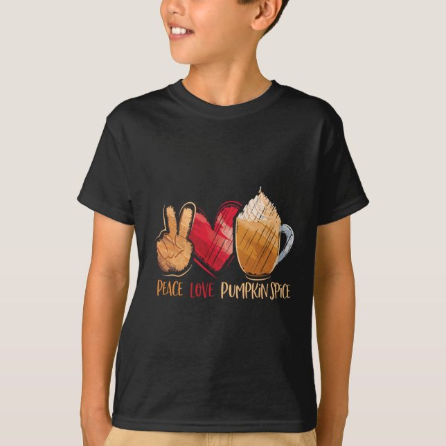 Thanksgiving Fall Women Peace Kärlek Pumpkin Spice T Shirt (Framsida)