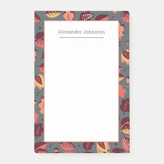 Thanksgiving Falling Löv Art Deco Hösten Post-it Block (Framsida)