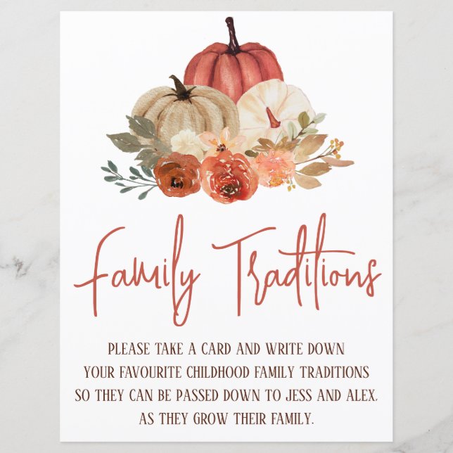 Thanksgiving Familjetraditioner Spel, Baby Shower (Framsida)