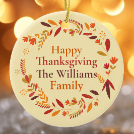 Thanksgiving Family Monogram Anpassningsbar Höstkr Julgransprydnad Keramik