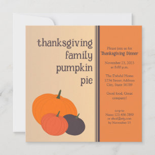 Thanksgiving Family Pumpkin Paj, Helgdag Middag Inbjudningar