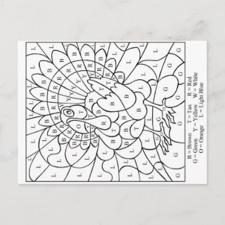 Thanksgiving Färg efter brev Helg Vykort