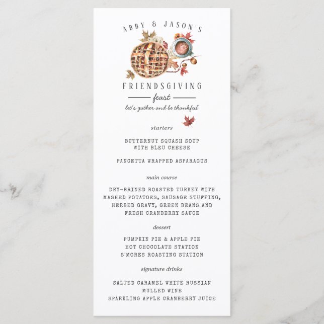 Thanksgiving, färgrutemeny för vattenfärg meny (Framsida)