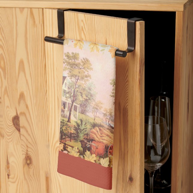 Thanksgiving Farmers Home Harvest Kökshandduk (Thirds Fold)