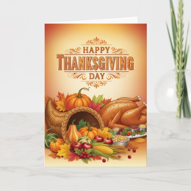 Thanksgiving Feast Blessings — Holiday Greeting Kort (Framsida)
