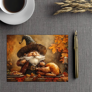 Thanksgiving Feast Gnome Helg Vykort