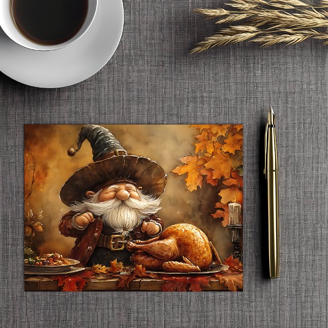 Thanksgiving Feast Gnome Helg Vykort (Skapare uppladdad)