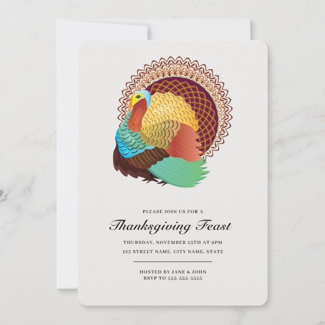 Thanksgiving Feast Middag med Turkiet Inbjudningar (Framsida)