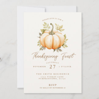 Thanksgiving Feast Pumpkin Dinner Party Inbjudningar
