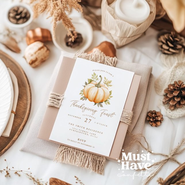 Thanksgiving Feast Pumpkin Dinner Party Inbjudningar (Skapare uppladdad)