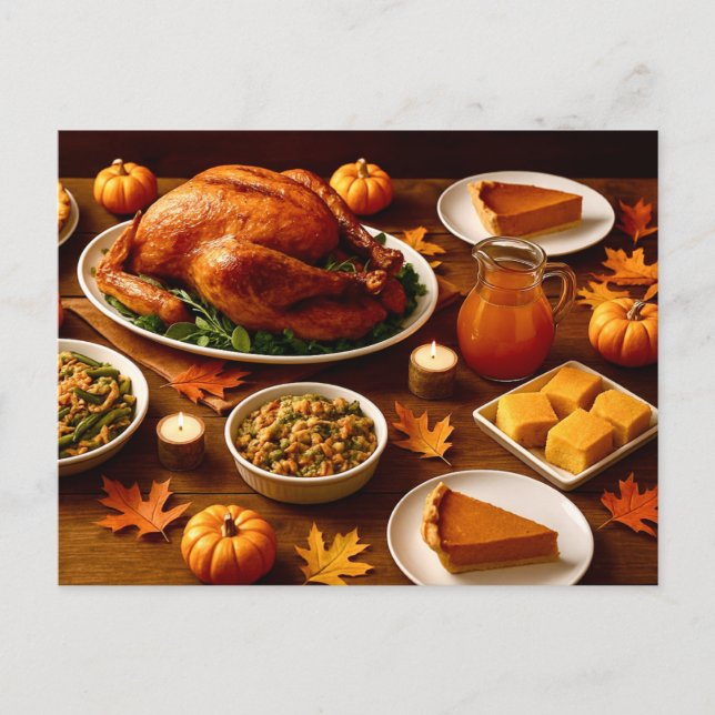 Thanksgiving Feast Table Postcard Helg Vykort (Framsida)