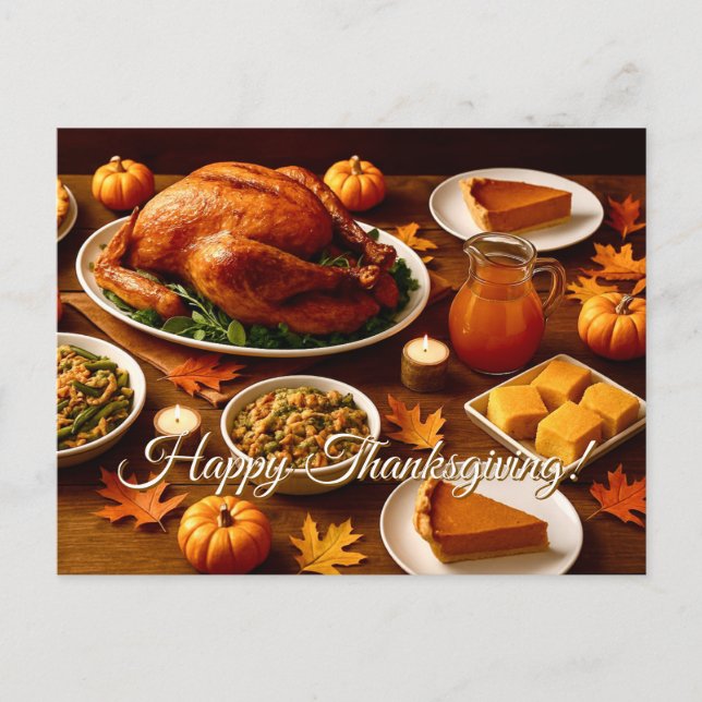 Thanksgiving Feast Table Postcard Helg Vykort (Framsida)