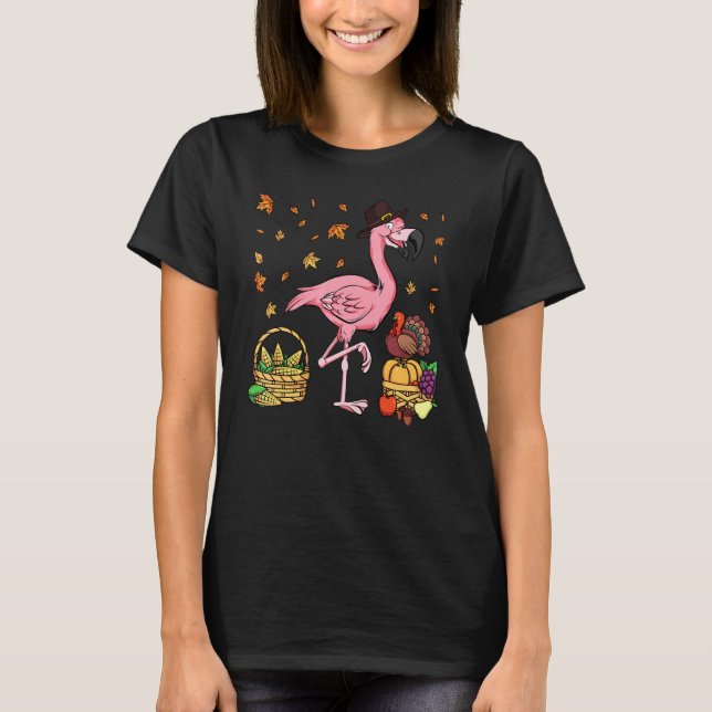 Thanksgiving Flamingo Turkey Boys Girls T Shirt (Framsida)