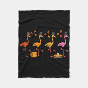 Thanksgiving Flamingos Funny Fall Autumn Bird Mana Fleecefilt
