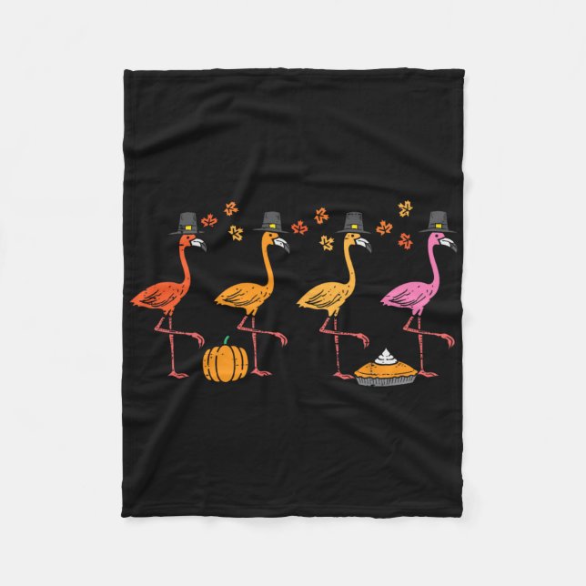 Thanksgiving Flamingos Funny Fall Autumn Bird Mana Fleecefilt (Framsidan)