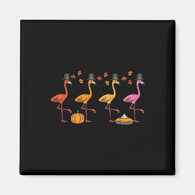 Thanksgiving Flamingos Funny Fall Autumn Bird Mana Magnet (Framsidan)
