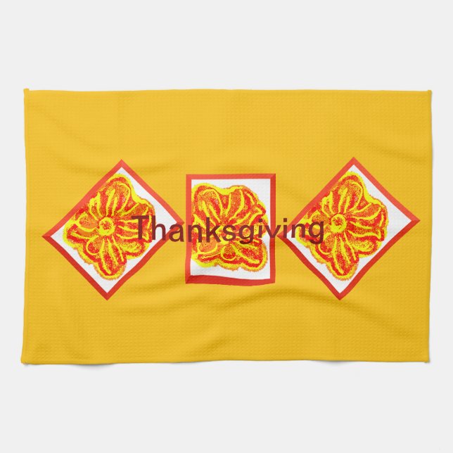 Thanksgiving Flower Kitchen Towel Kökshandduk (Horisontell)