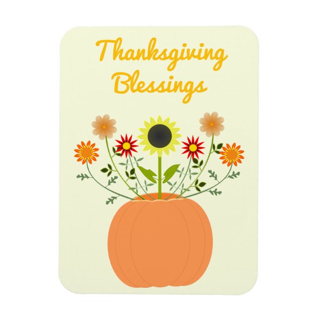 Thanksgiving Flowers in Pumpkin Anpassningsbar Magnet (Vertikal)