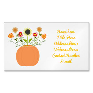 Thanksgiving Flowers in Pumpkin Anpassningsbar Magnetiska Visitkort