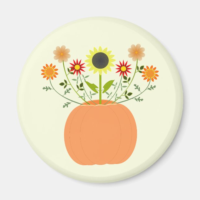 Thanksgiving Flowers in Pumpkin Magnet (Framsidan)
