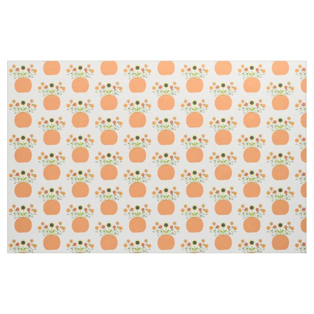 Thanksgiving Flowers in Pumpkin Patterned Tyg (Fat Quarter)