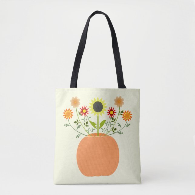 Thanksgiving Flowers in Pumpkin Tygkasse (Framsida)