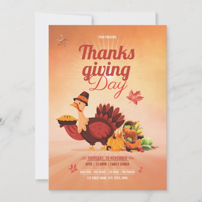 Thanksgiving Flyer-mall Inbjudningar (Framsida)