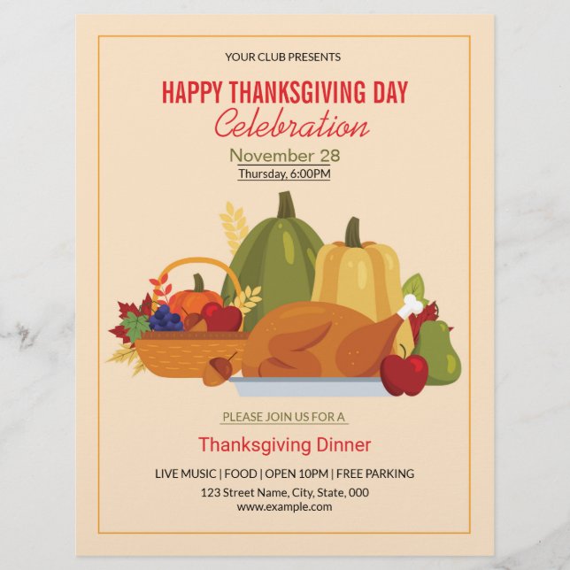 Thanksgiving Flyer-mall Reklamblad (Framsidan)