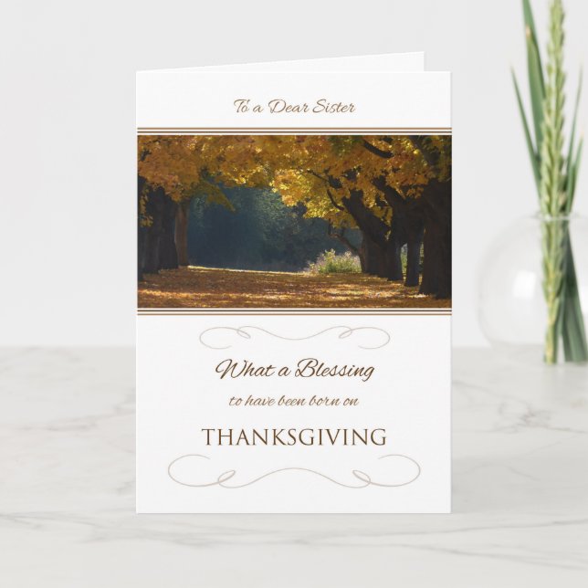 Thanksgiving födelsedag för syster helgkort (Framsida)