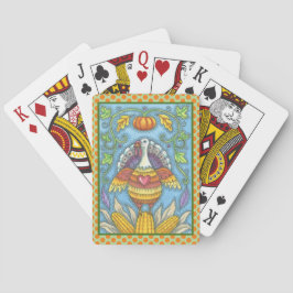 THANKSGIVING FOLK ART TURKEY & MAJ PLAYDS CARDS CASINOKORT